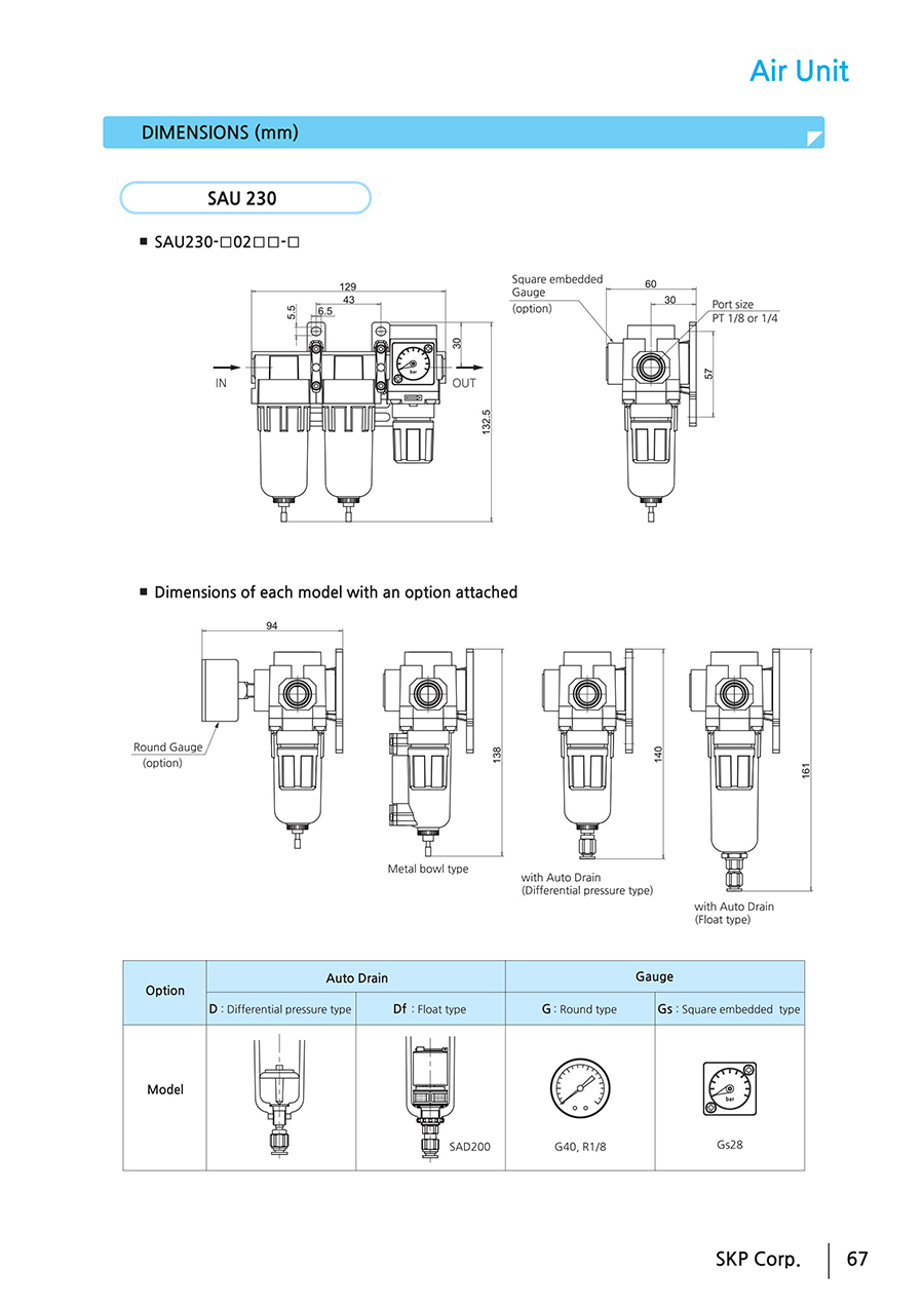 Bộ lọc khí nén SAU 230 - 430
