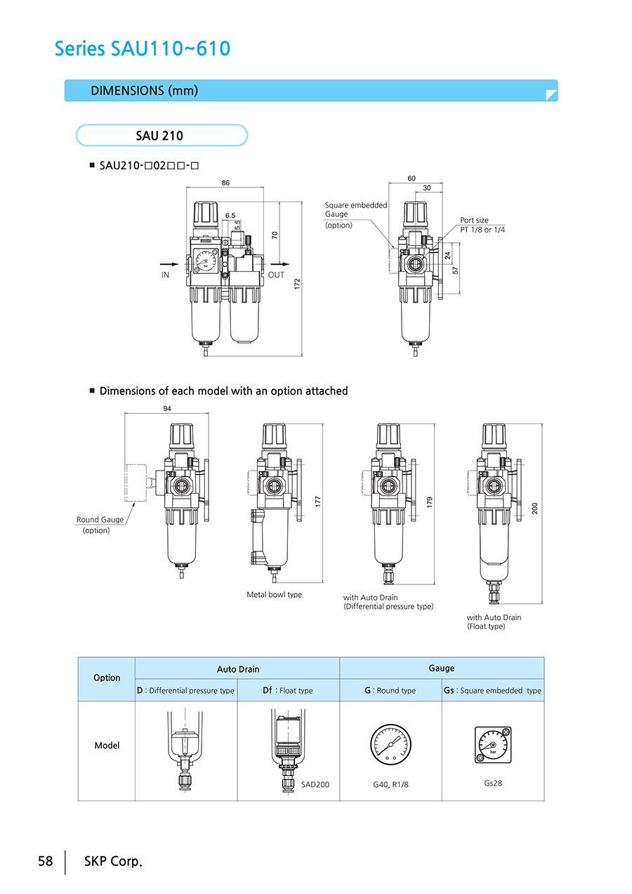 Bộ lọc khí nén SAU 110 - 610
